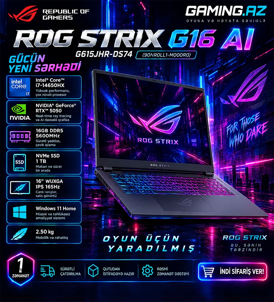 ASUS ROG Strix G16 G615JHR-DS74 (90NR0LL1-M000R0) Gaming Laptop