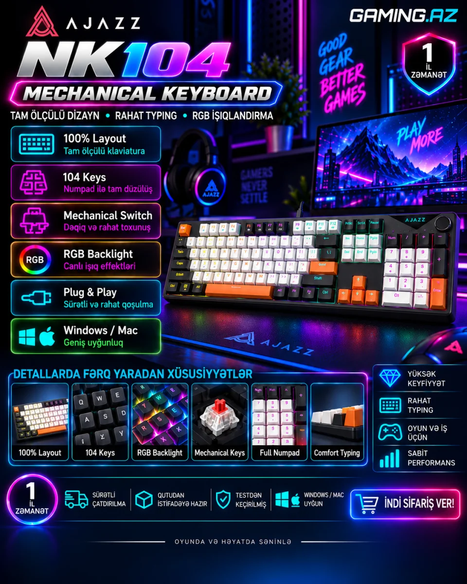 AJAZZ NK104 - 100% Mechanical Keyboard