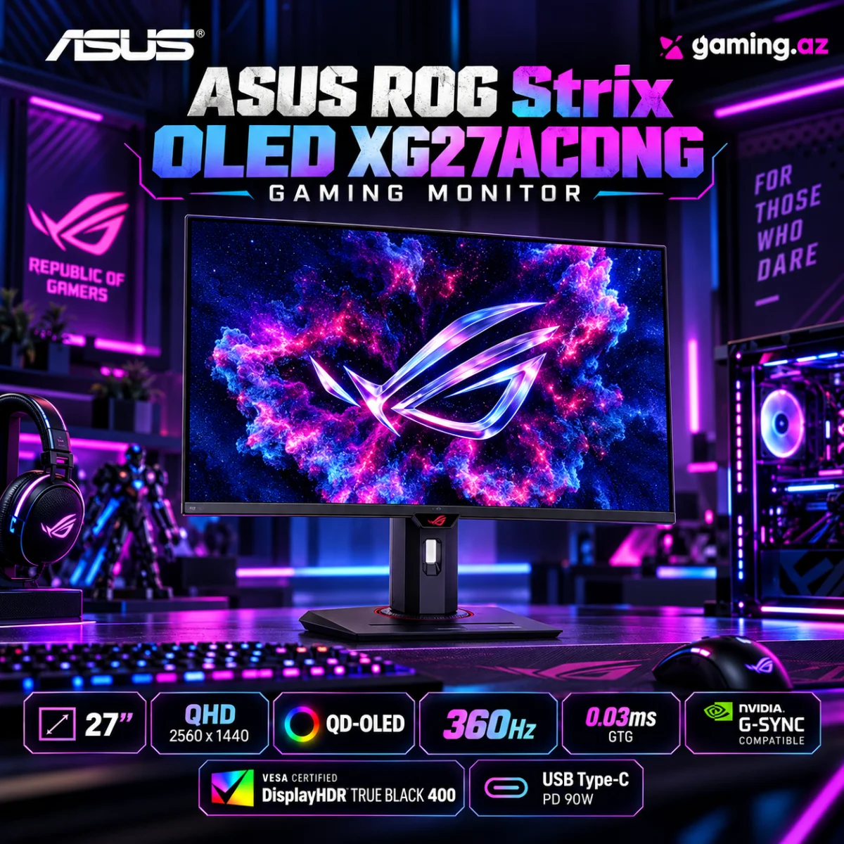 ASUS ROG Strix OLED XG27ACDNG (90LM0AN0-B01970) Gaming Monitor