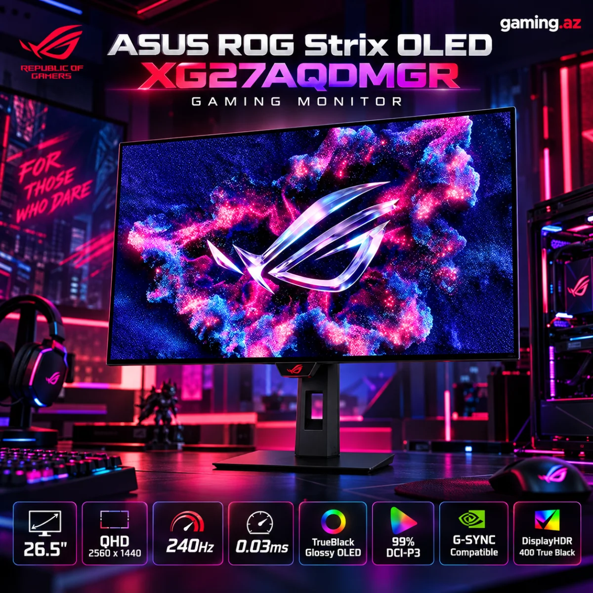 ASUS ROG Strix OLED XG27AQDMGR (90LM0CC0-B01171) Gaming Monitor
