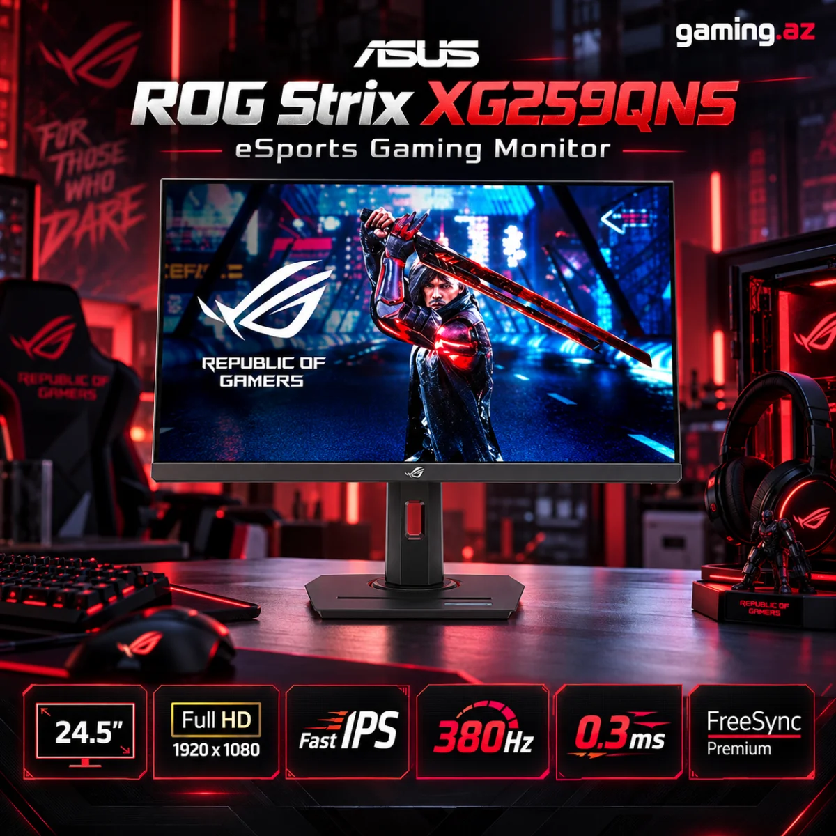 ASUS ROG Strix XG259QNS (90LM09M0-B01370) eSports Gaming Monitor