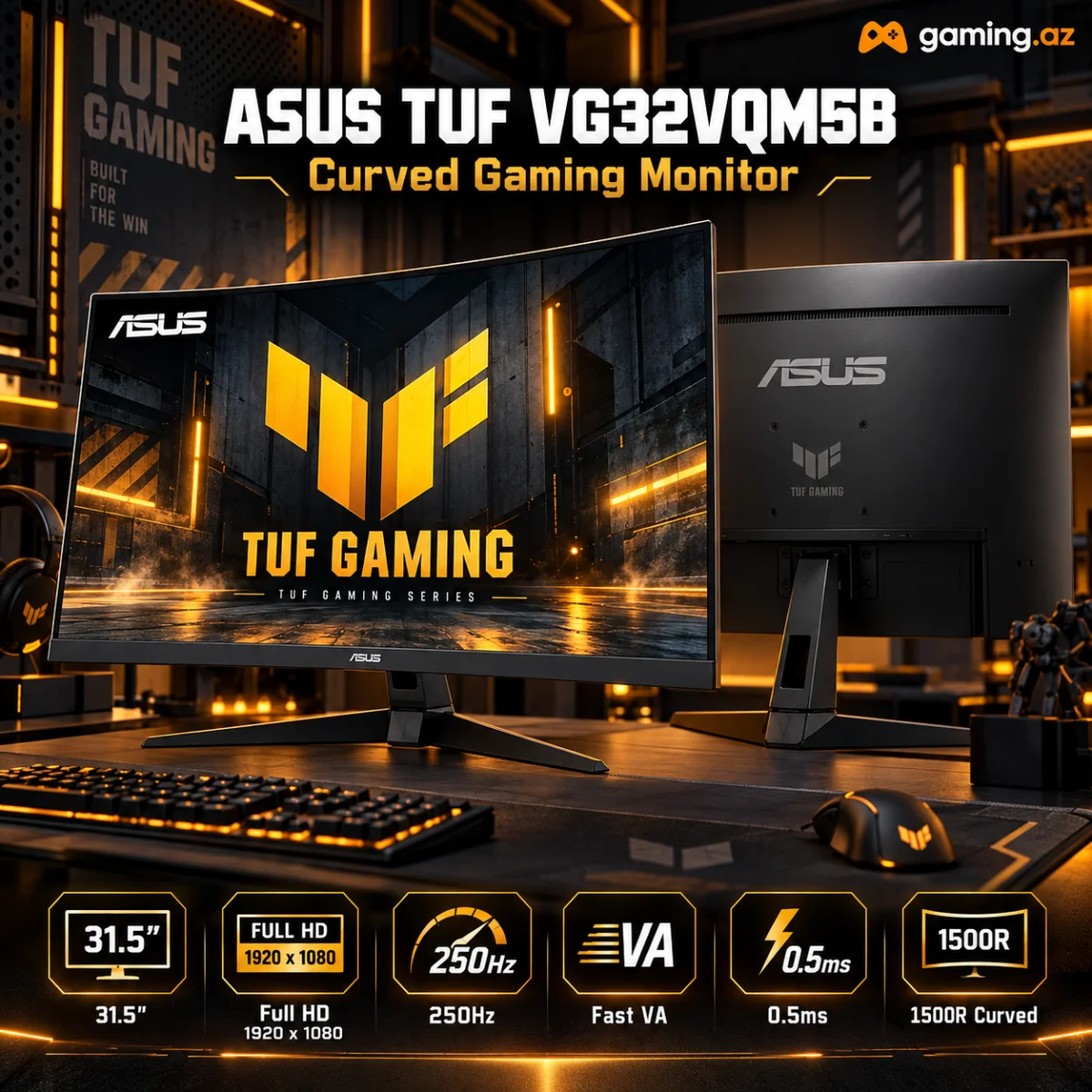 ASUS TUF  VG32VQM5B (90LM0BI1-B01171) Curved Gaming Monitor