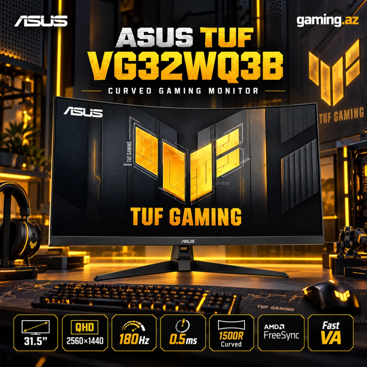 ASUS TUF VG32WQ3B (90LM0AP1-B01171) Curved Gaming Monitor
