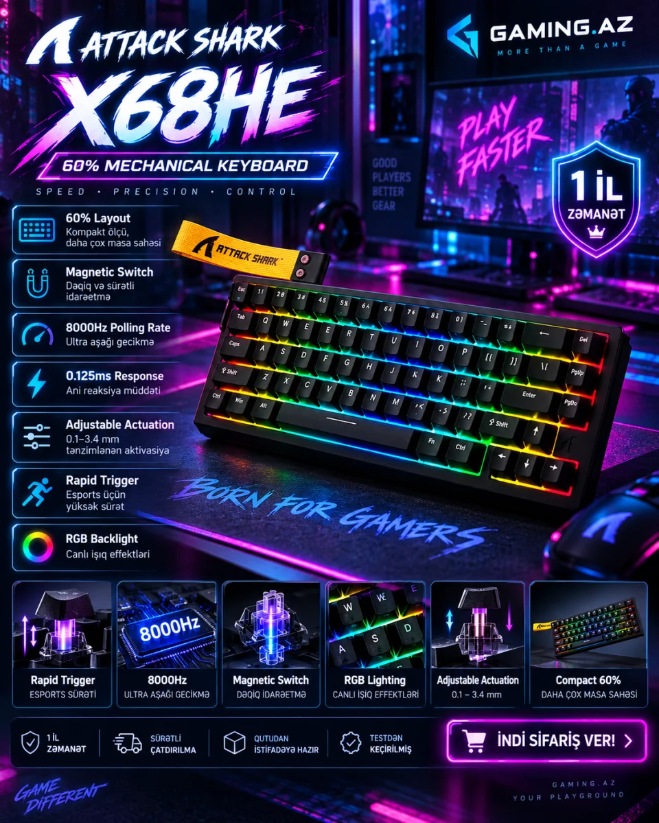 Attack Shark X68HE - 60% Mechanical Keyboard