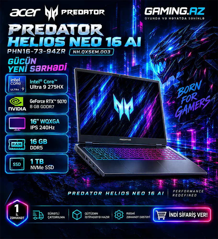 Acer Predator Helios Neo 16 AI PHN16-73-94ZR (NH.QX5EM.003) Gaming Laptop