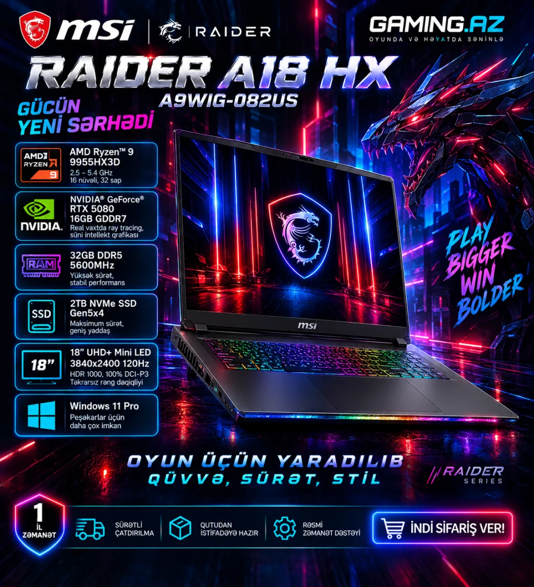MSI Raider A18 HX A9WIG-082US Gaming Laptop