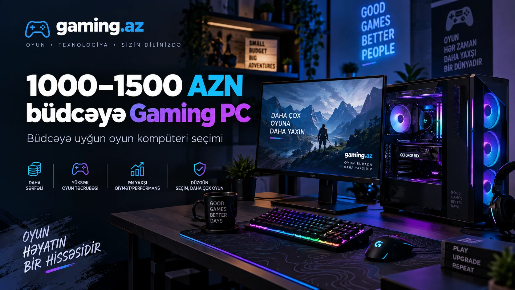 1000&ndash;1500 AZN budceye Gaming PC