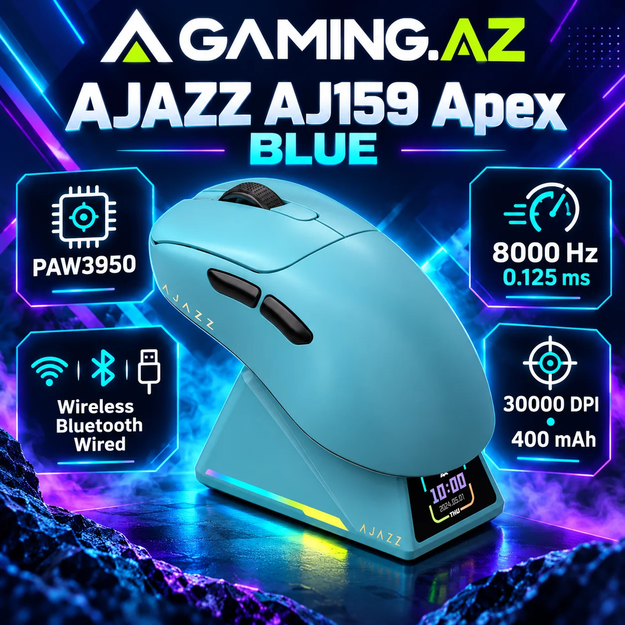 Ajazz AJ159 Apex Blue Simsiz Gaming Sican
