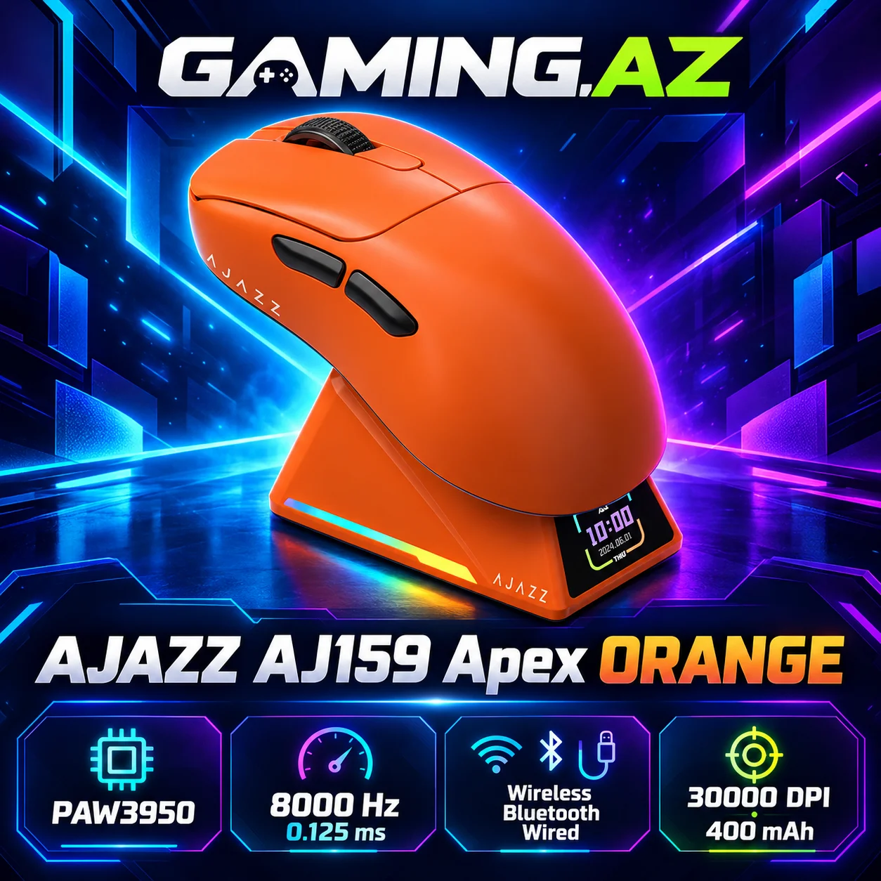 Ajazz AJ159 Apex Orange Simsiz Gaming Sican