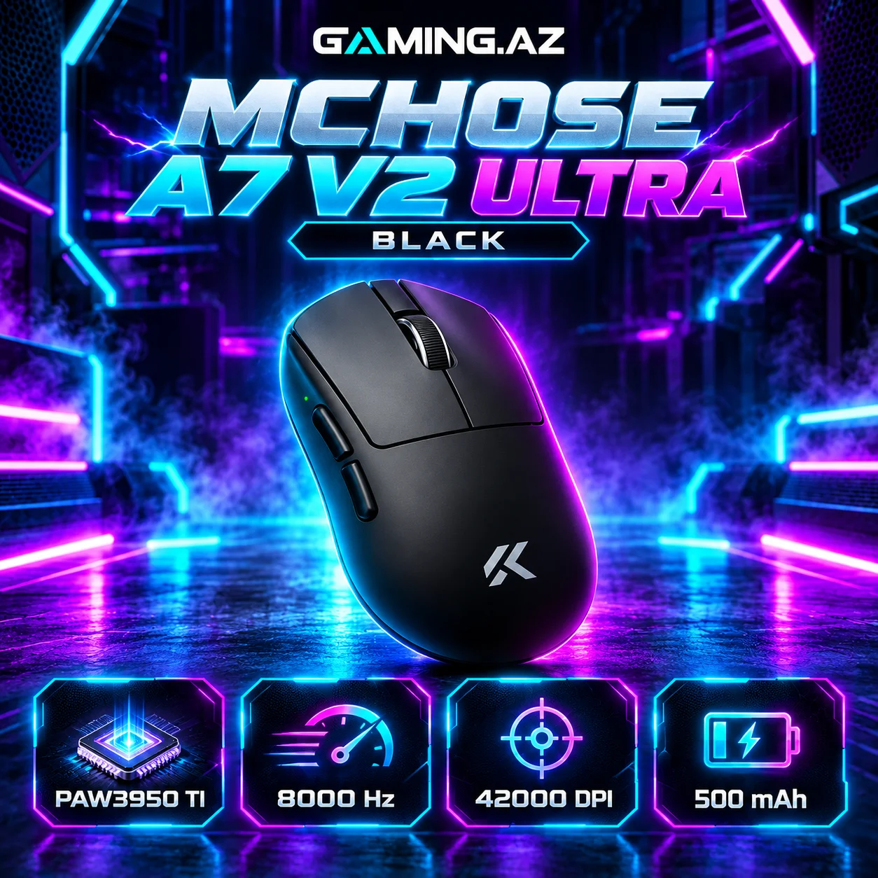 MCHOSE A7 V2 Ultra Black Gaming Mouse