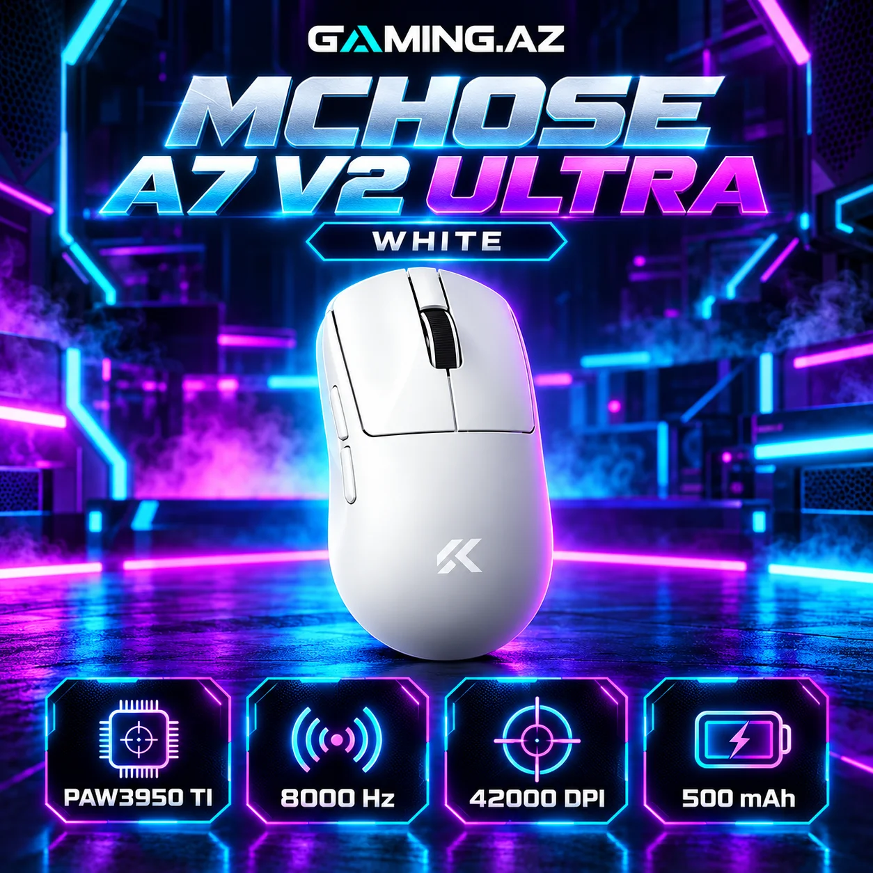 MCHOSE A7 V2 Ultra White Gaming Mouse