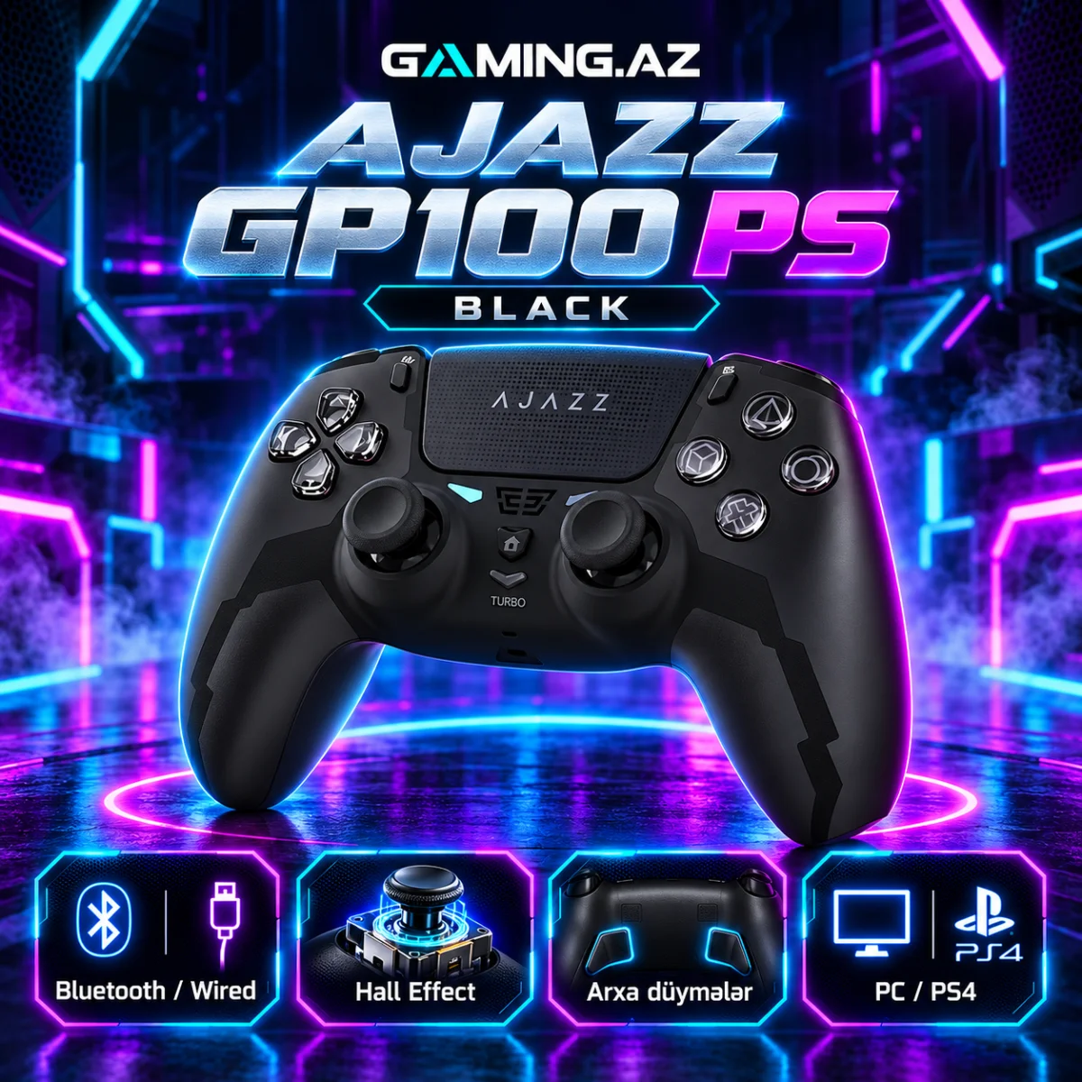Ajazz GP100 PS Black Gaming Gamepad