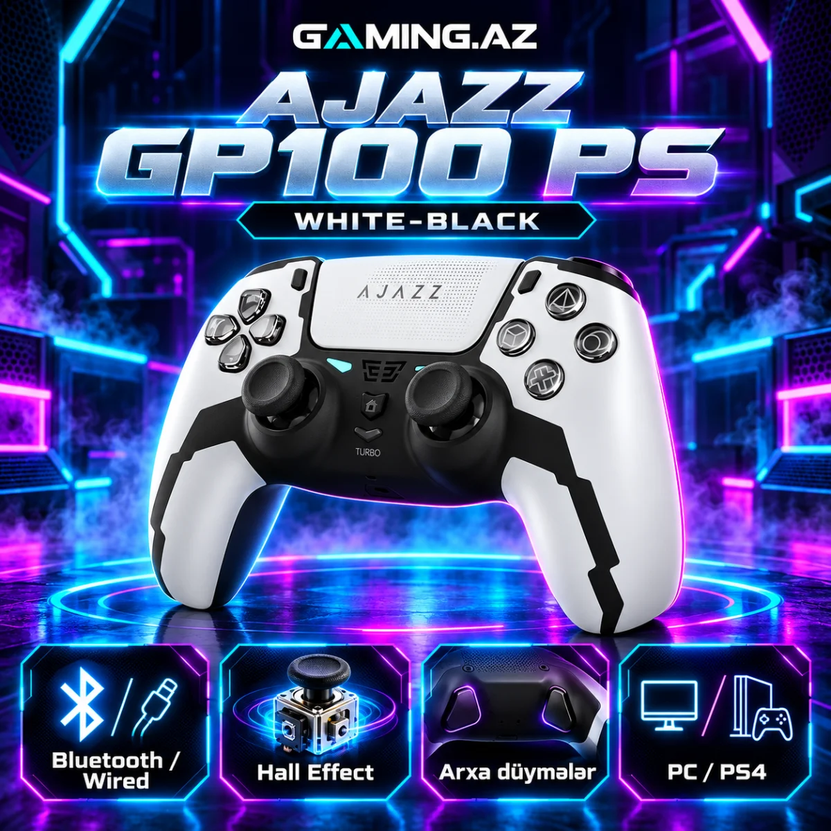 Ajazz GP100 PS White-Black Gaming Gamepad