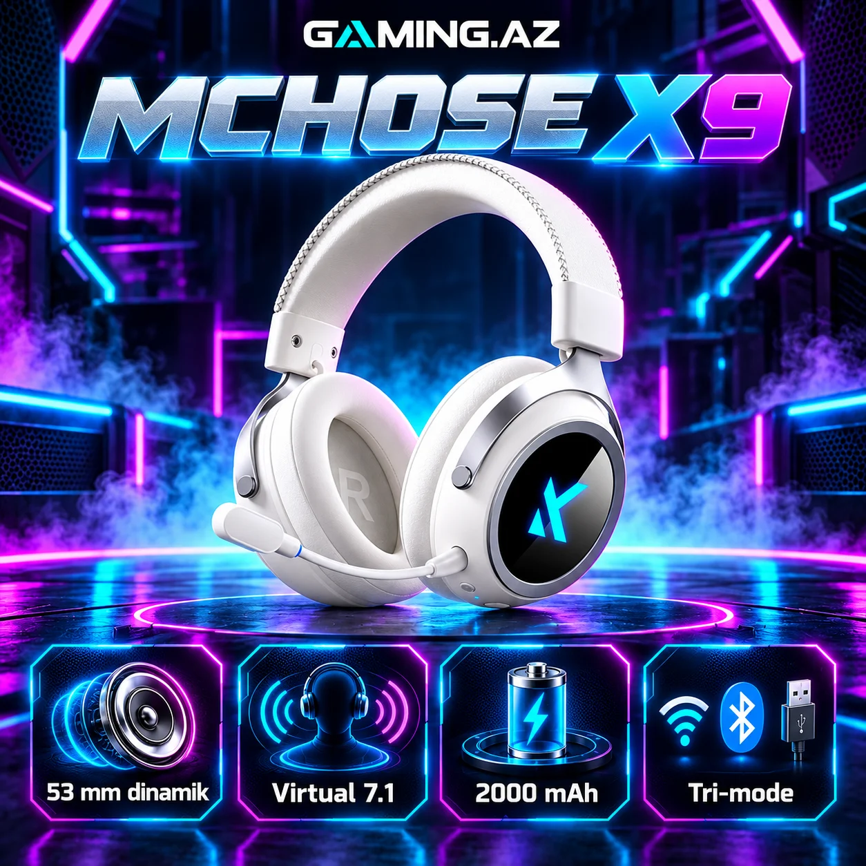 MCHOSE X9 White Gaming Qulaqliq