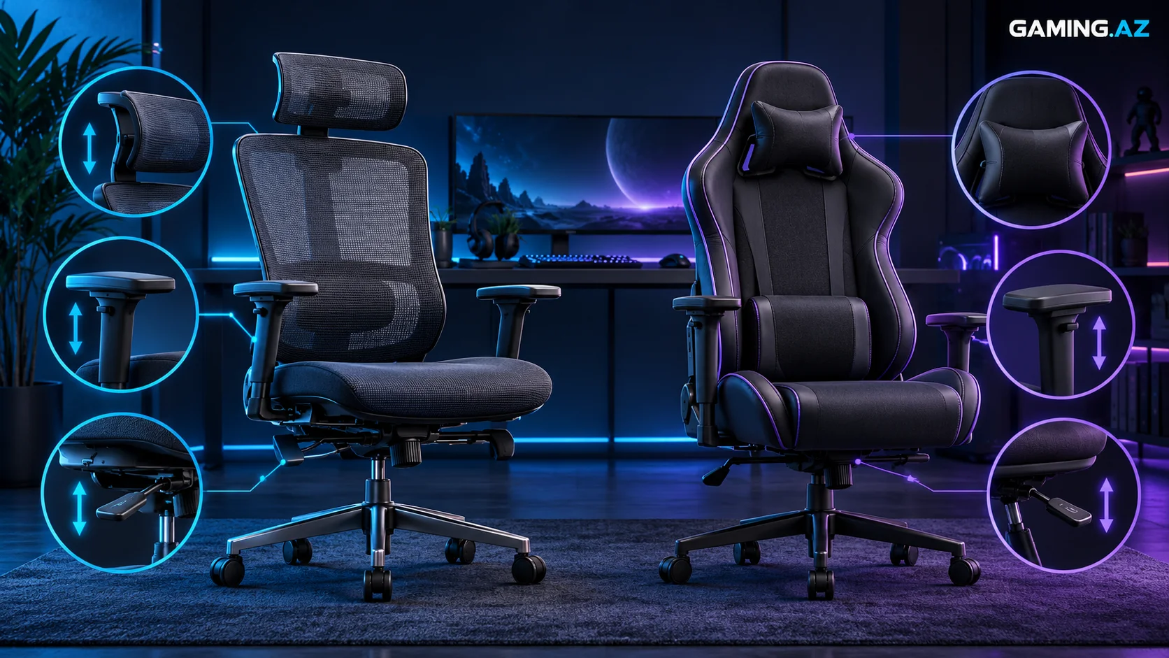 Gaming kreslo, yoxsa ofis kreslosu? Uzun oyun seanslari ucun secim