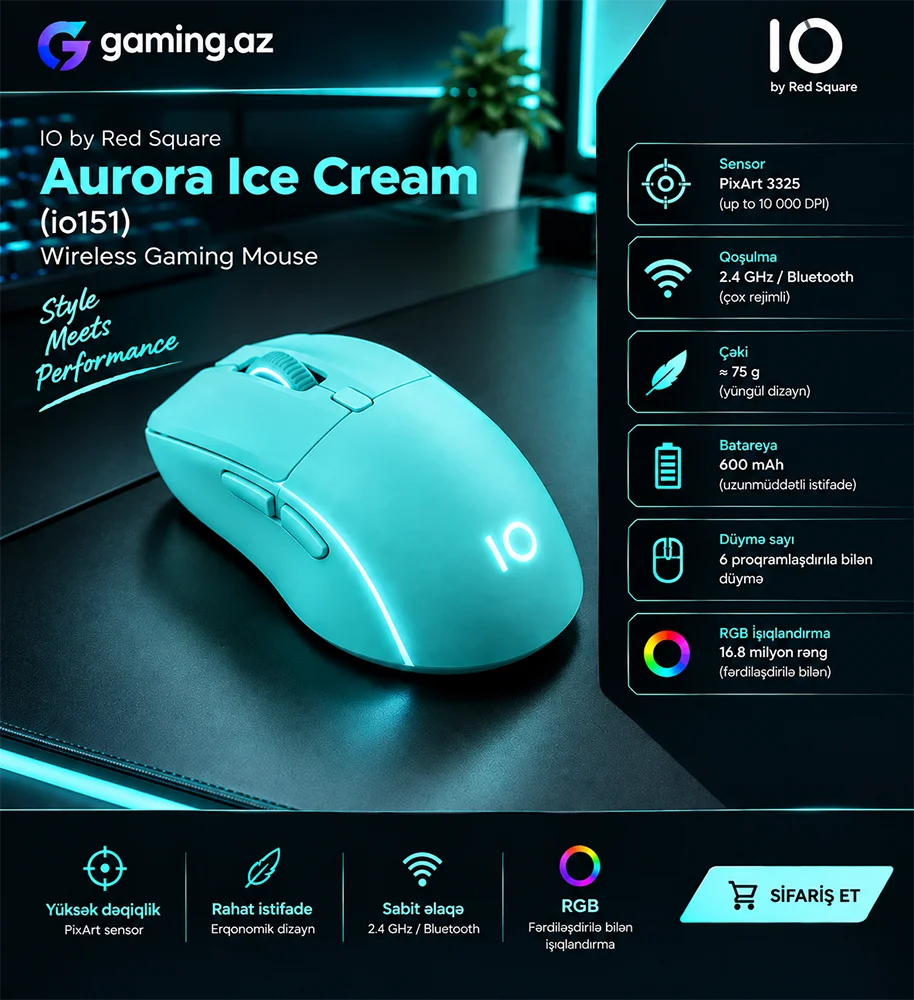 IO by Red Square Aurora Ice Cream (io151) Wireless Mouse