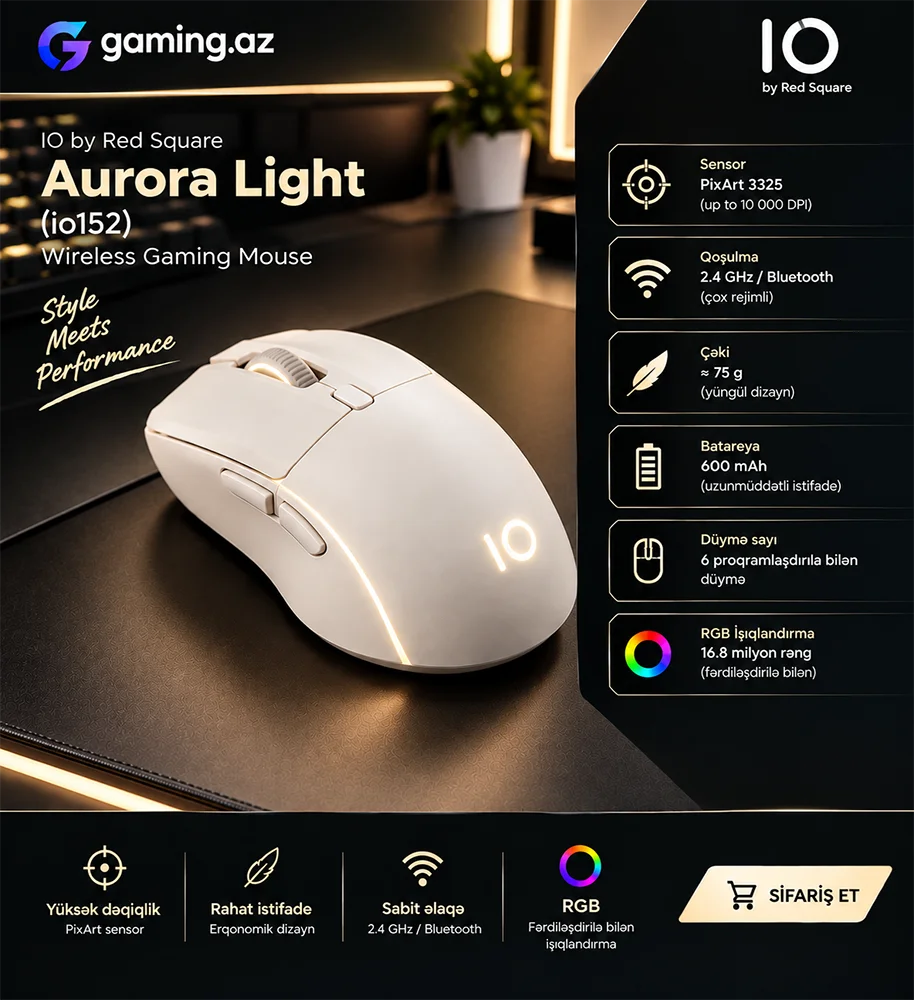IO by Red Square Aurora Light (io152) Wireless Mouse