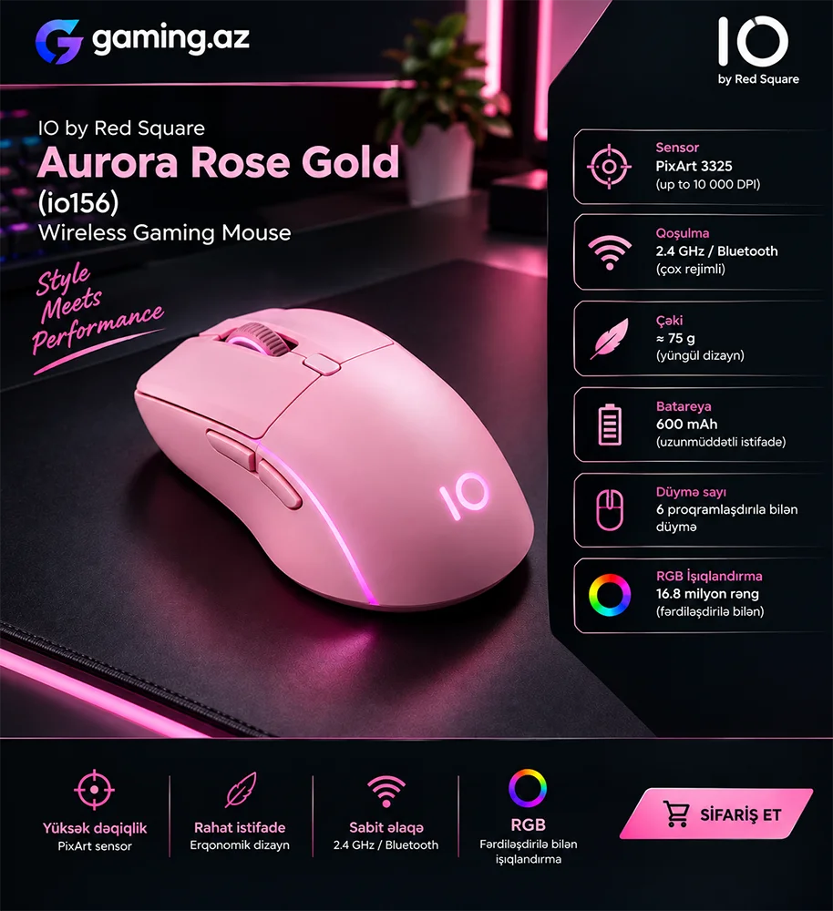 IO by Red Square Aurora Rose Gold (io156) Wireless Mouse