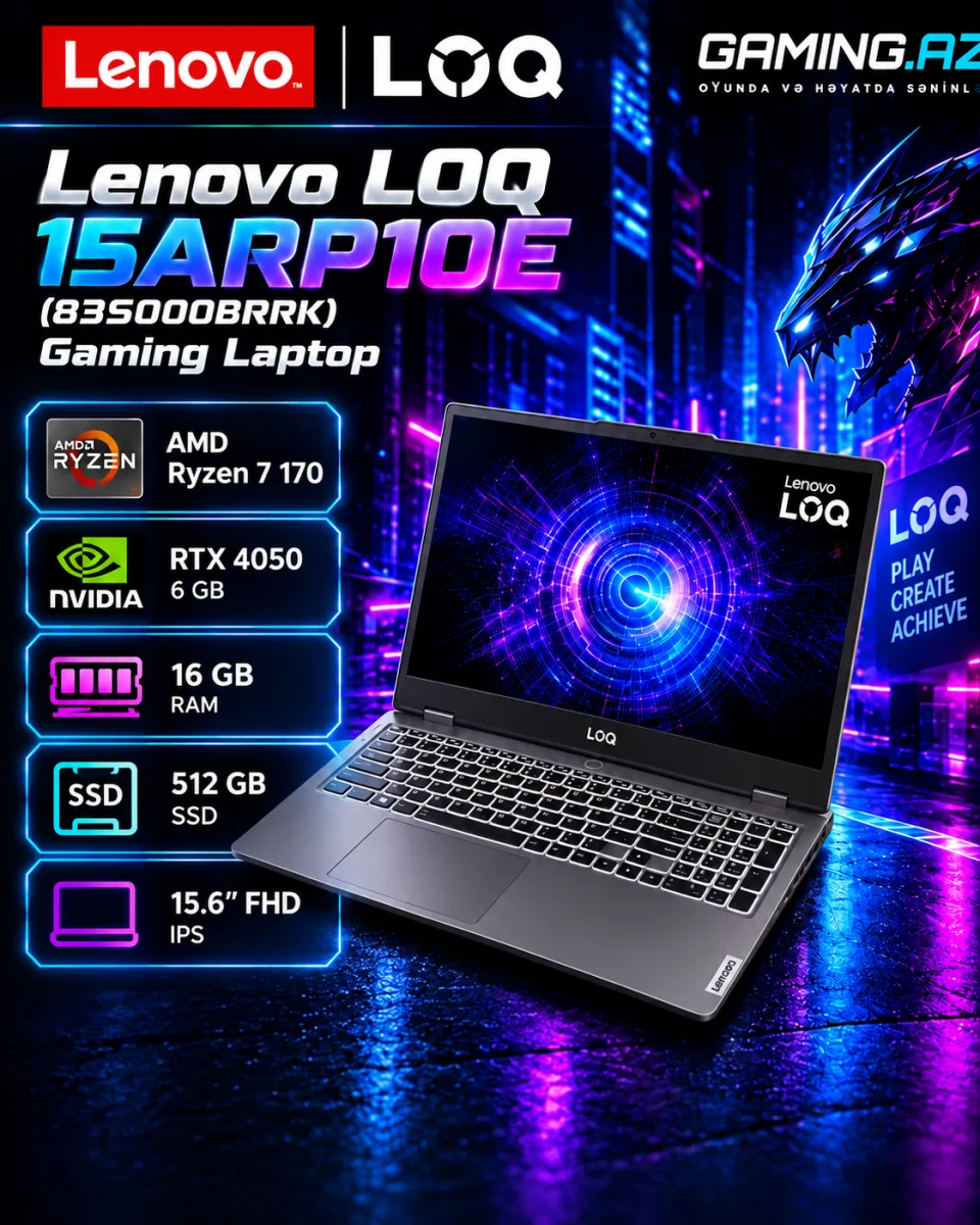 Lenovo LOQ 15ARP10E (83S000BRRK) Gaming Laptop