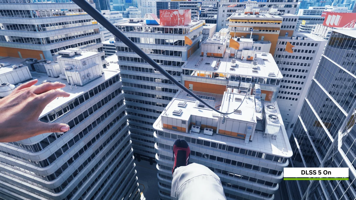Mirror’s Edge RTX — DLSS 5 aktiv