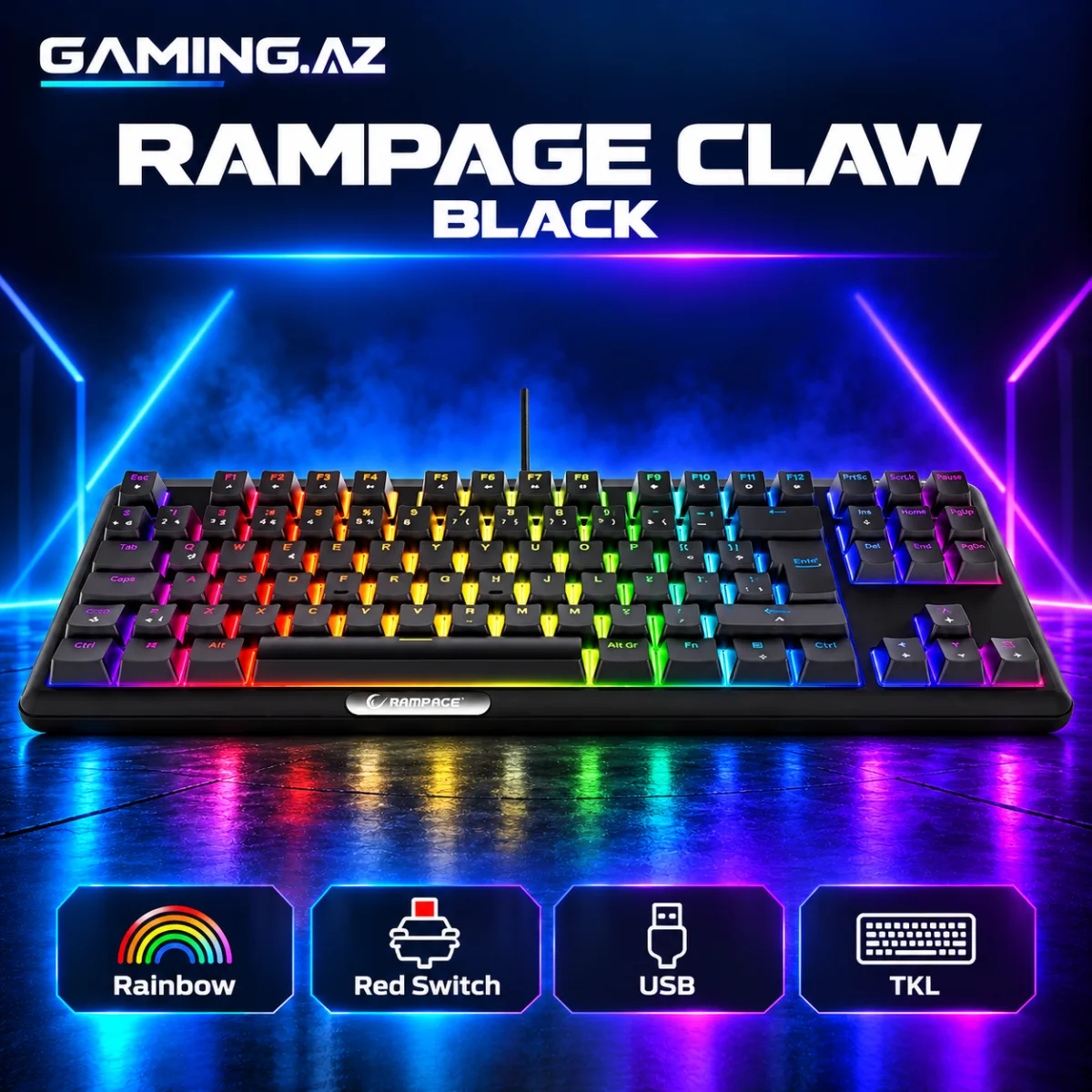 Rampage Claw Black Mechanical Gaming Keyboard