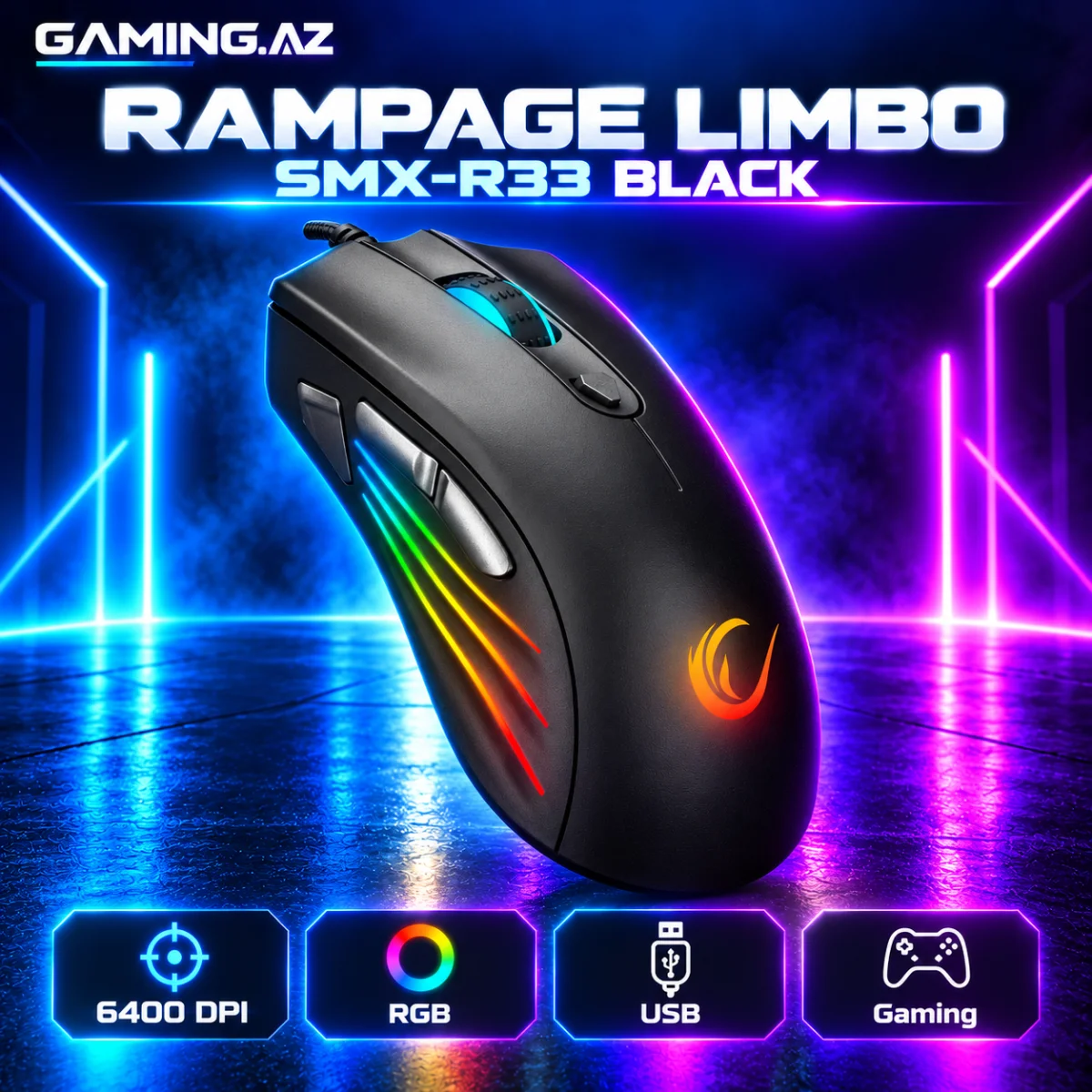 Rampage Limbo SMX-R33 Black Gaming Mouse