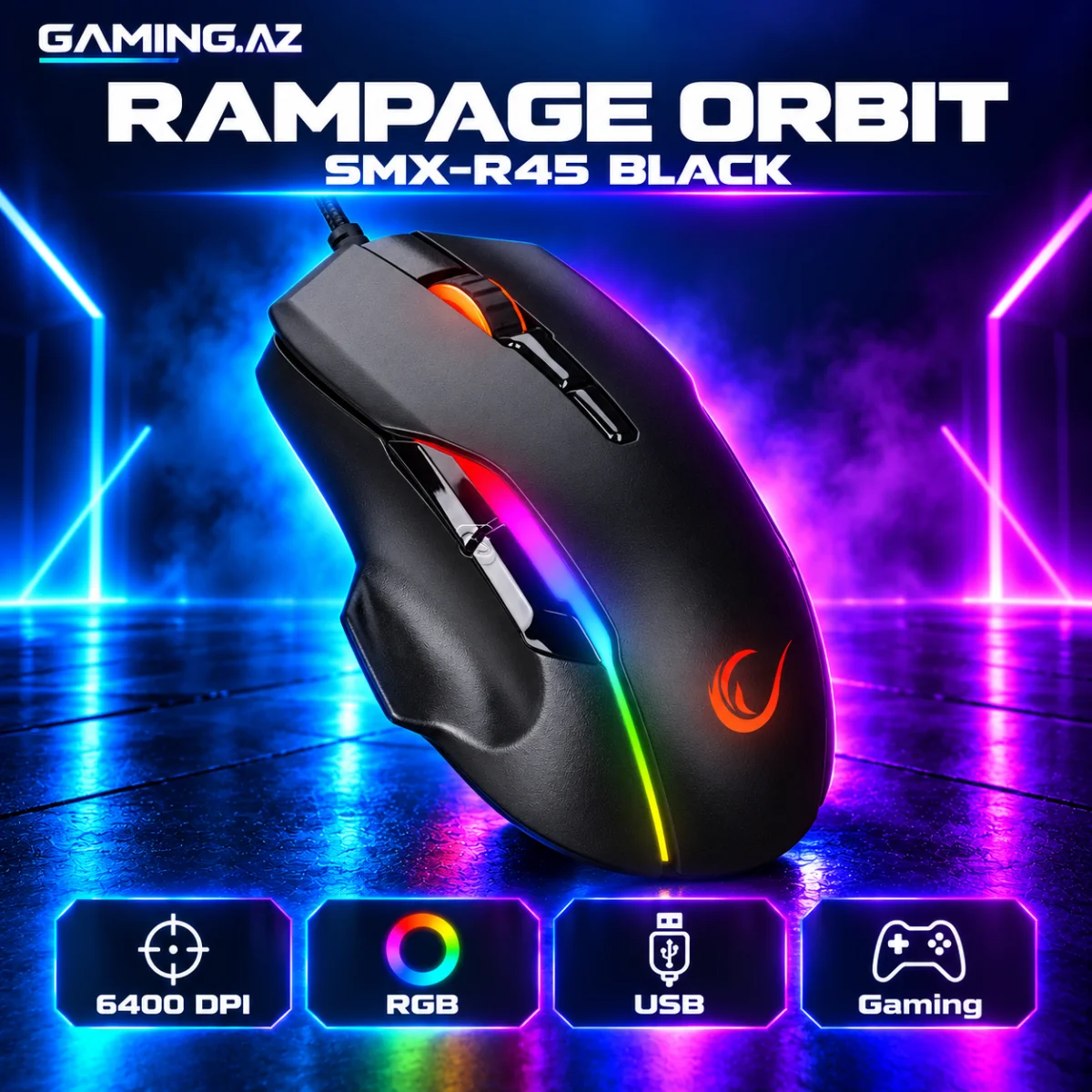 Rampage Orbit SMX-R45 Black Gaming Mouse