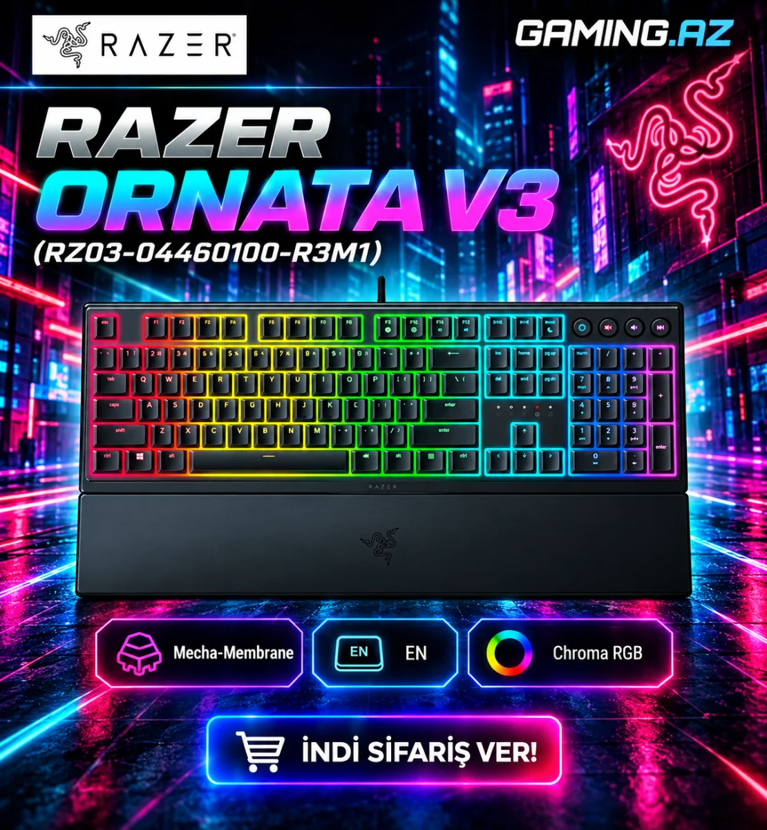 Razer Ornata V3 Mecha-Membrane EN Qara (RZ03-04460100-R3M1)