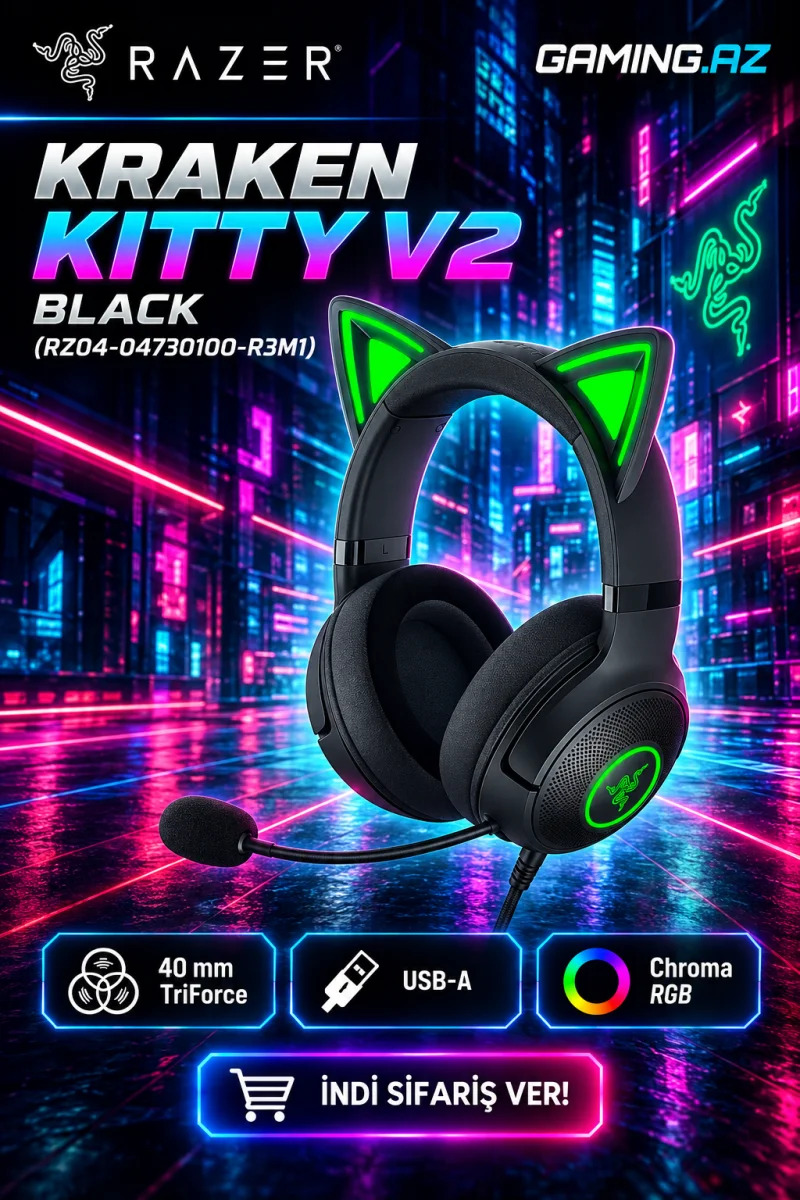 Razer Kraken Kitty V2 Qara (RZ04-04730100-R3M1) Gaming Headset